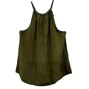 FRANCESCA HARPER NWT ARMY GREEN HALTER TANK WITH BUTTON KEY HOLE CLOSURE SMALL
